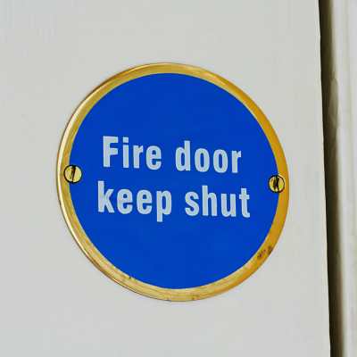 Fire door sign on fire door 